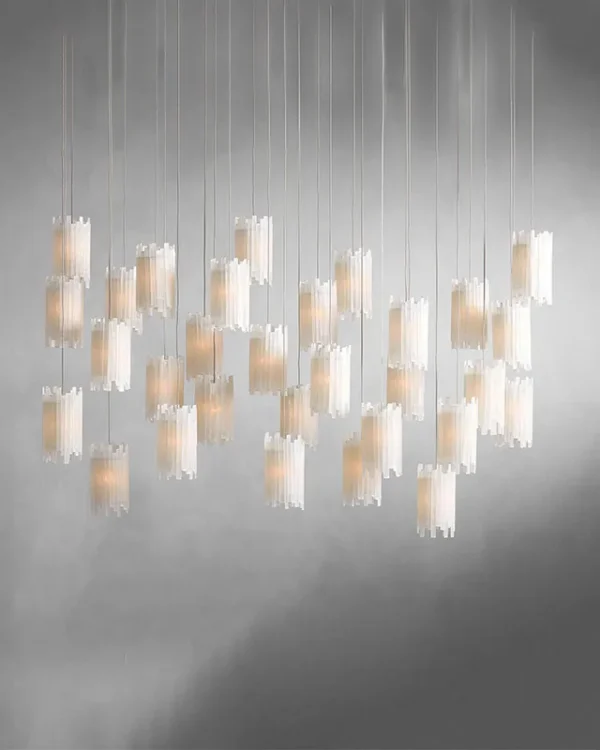Laiton Linear 15-Light Chandelier, 48" in silver
