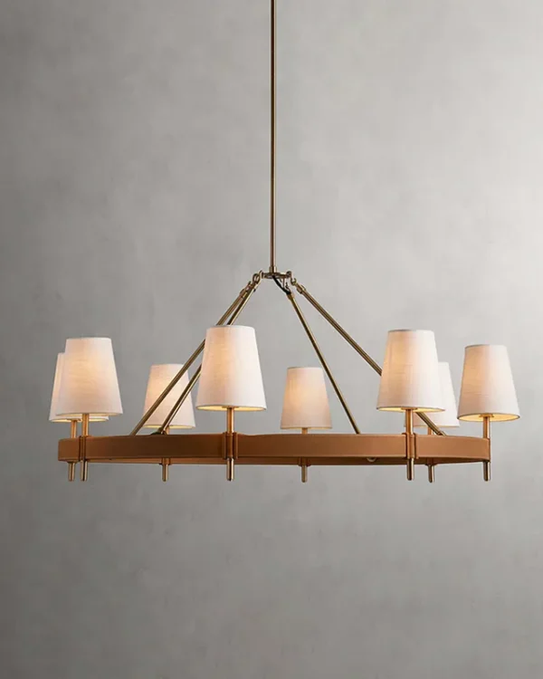 Laiton Round Brass 8-Light Chandelier, 48" in antique brass