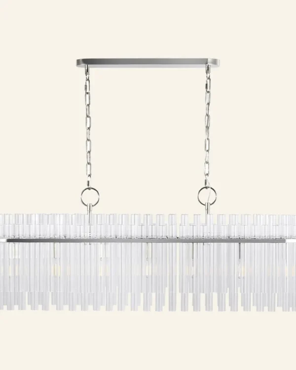 Laiton Linear Glass Chandelier, 48" in brass