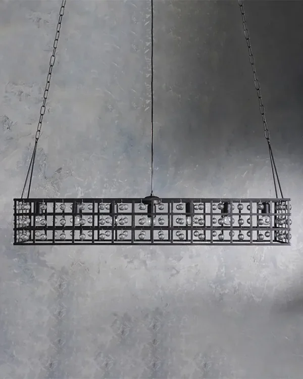 Laiton Linear Glass 7-Light Chandelier, 50" in bronze