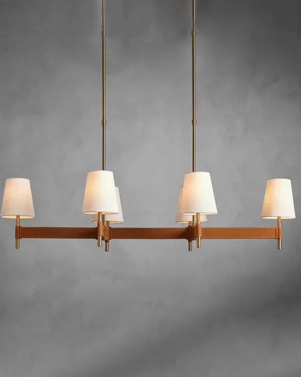 Laiton Linear Brass Chandelier, 51" in antique brass