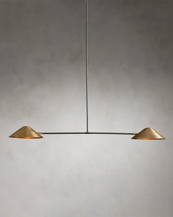 Laiton Linear Brass 2-Light Chandelier, 54" in brass