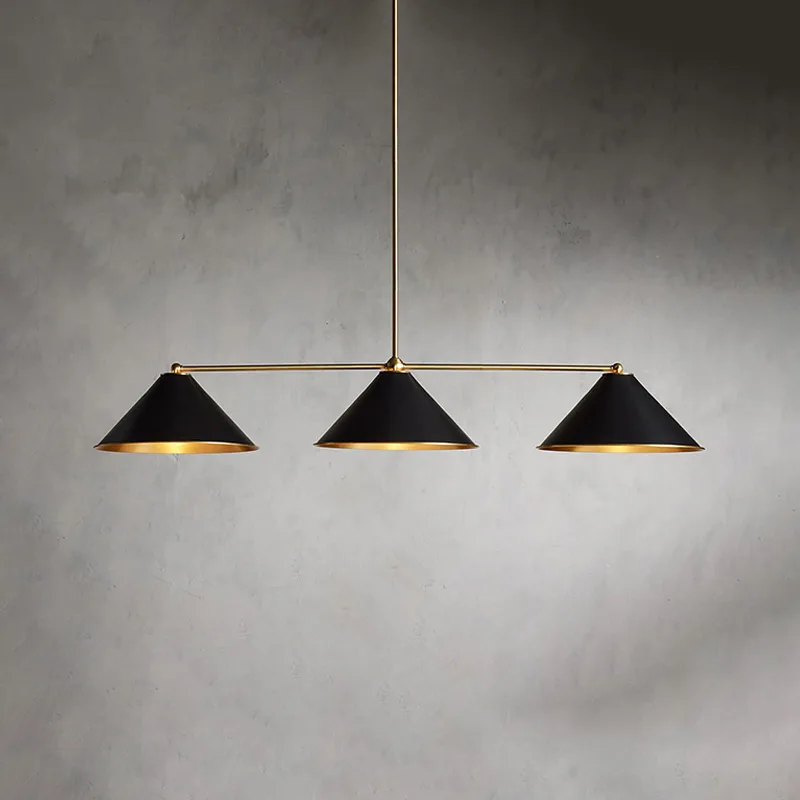 Laiton Linear Brass 3-Light Chandelier, 54" in black