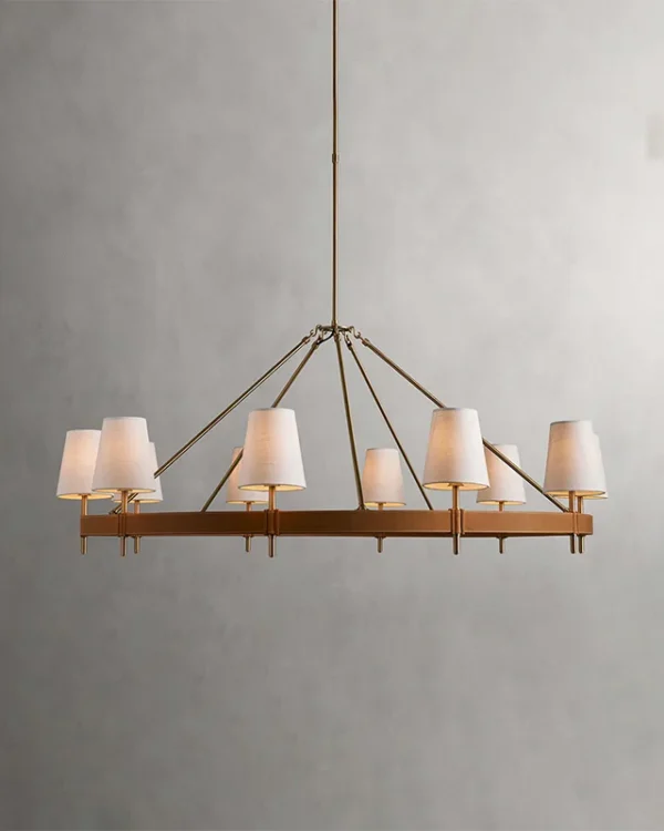 Laiton Round Brass Chandelier, 60" in antique brass