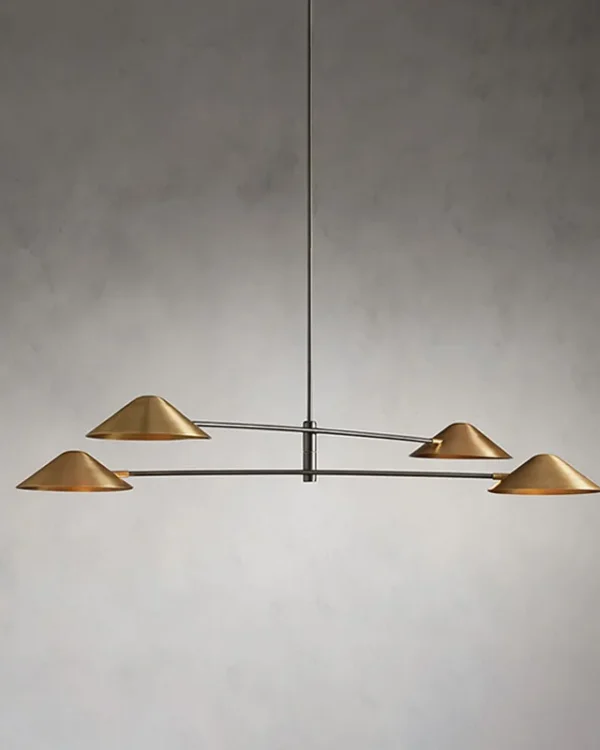 Laiton Linear Brass Chandelier, 60" in brass