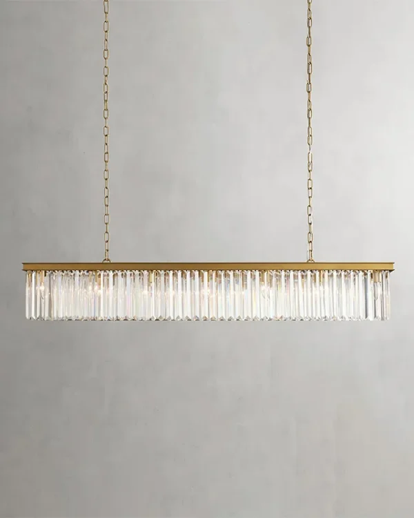 Laiton Linear Crystal Chandelier, 60" in brass