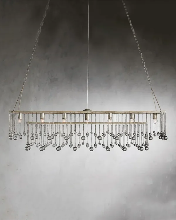 Laiton Oval Glass Chandelier, 60" in brass