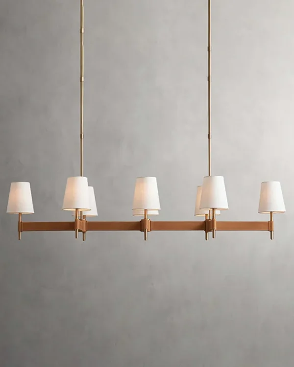 Laiton Linear Brass Chandelier, 62" in antique brass