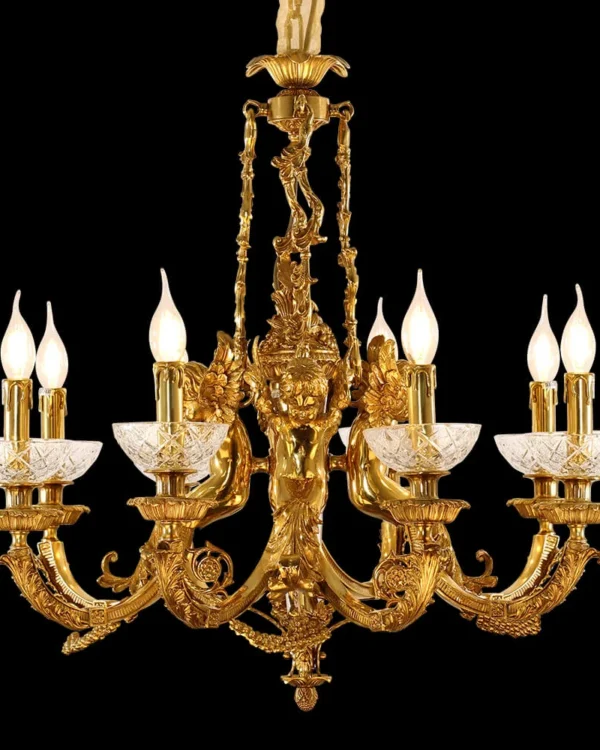 Monceau Glass 8-Light Chandelier II, 28" × 27" H in Antique Brass in antique brass
