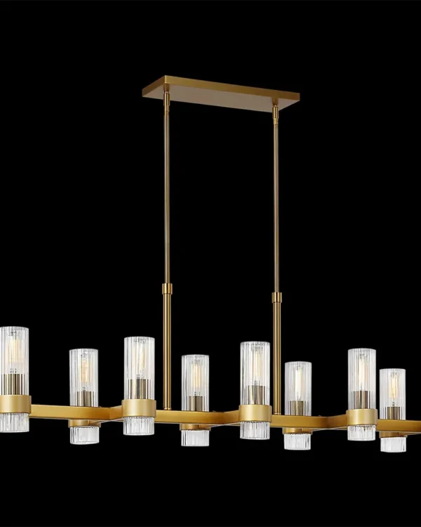 Montparnasse Linear Glass Chandelier, 14" in antique brass