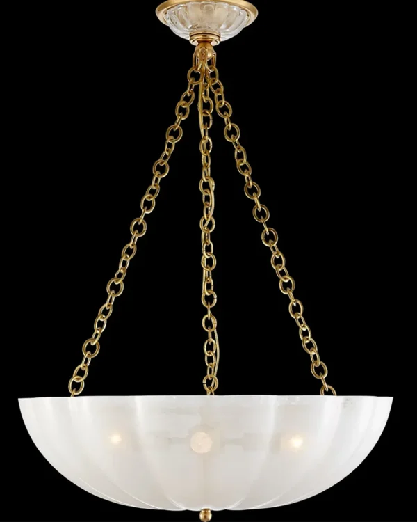 Montparnasse Floral Glass Chandelier, 21" in antique brass