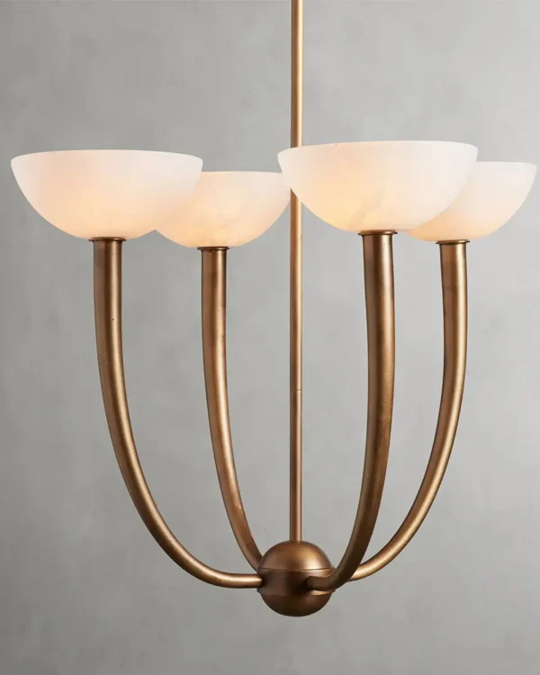Montparnasse Alabaster Chandelier, 22" in antique brass