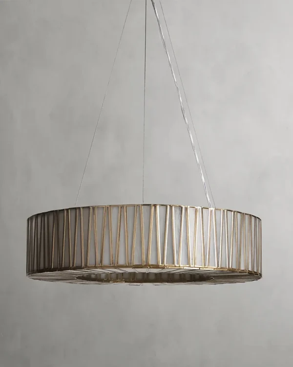 Montparnasse Round Glass Chandelier, 24" in antique brass