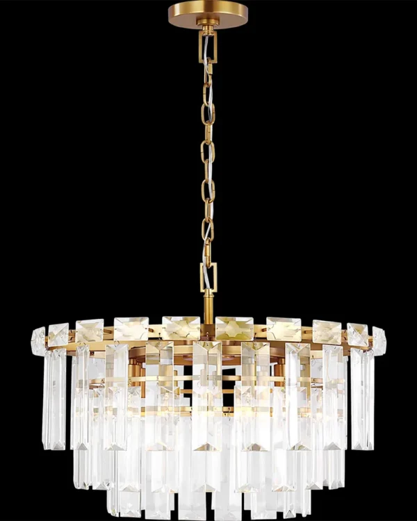 Montparnasse Crystal Chandelier, 24" in antique brass