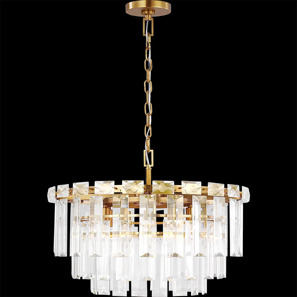 Montparnasse Crystal Chandelier, 24" in antique brass