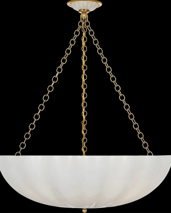 Montparnasse Floral Glass Chandelier, 28" in antique brass