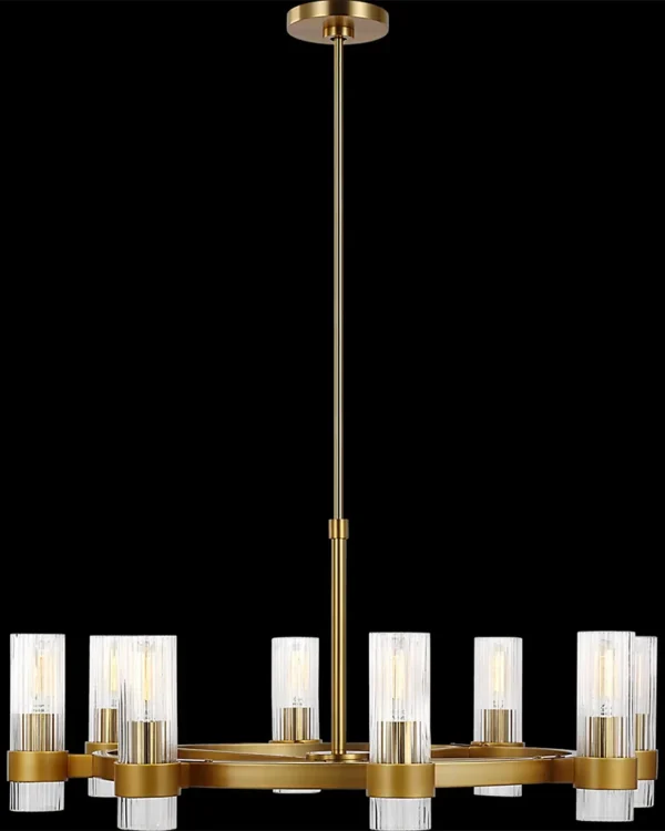 Montparnasse Round Glass Chandelier, 33" in antique brass