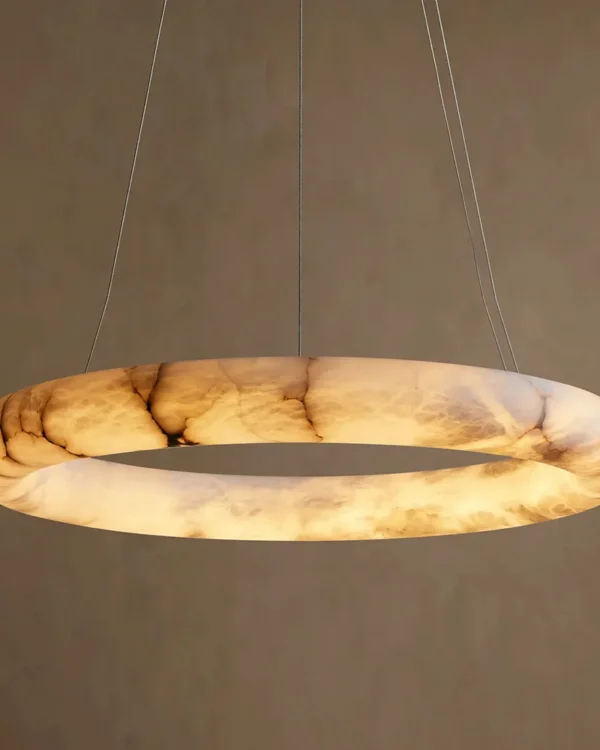 Montparnasse Ring Alabaster Chandelier, 36" in antique brass