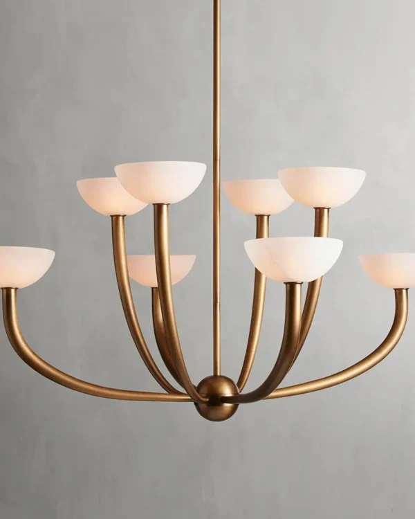 Montparnasse Alabaster Chandelier, 42" in antique brass