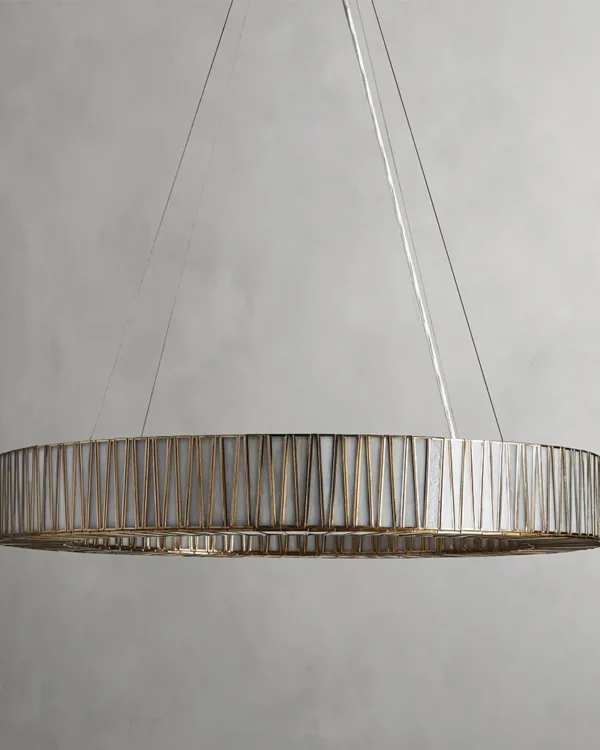 Montparnasse Round Glass 6-Light Chandelier, 42" in antique brass