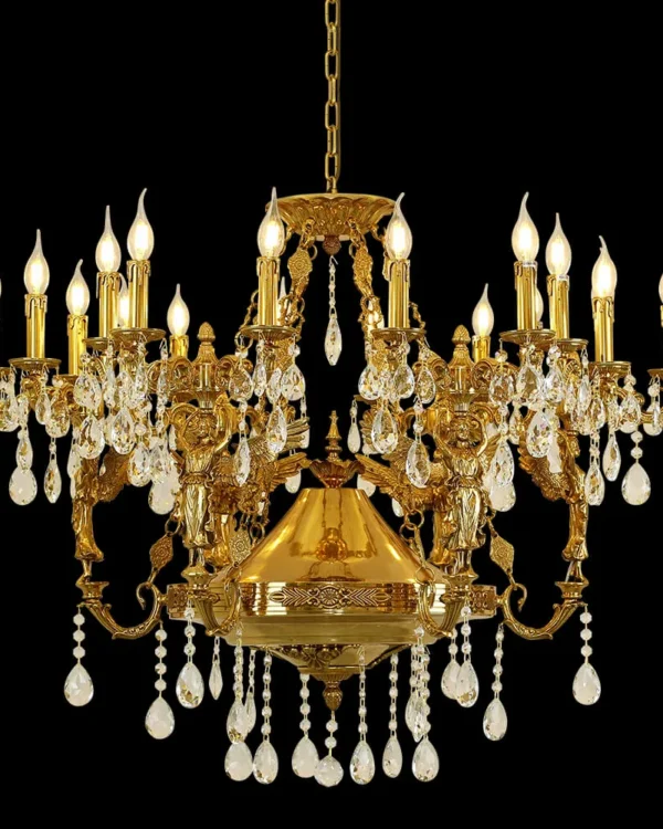 Montparnasse Crystal Chandelier, 43" in antique brass
