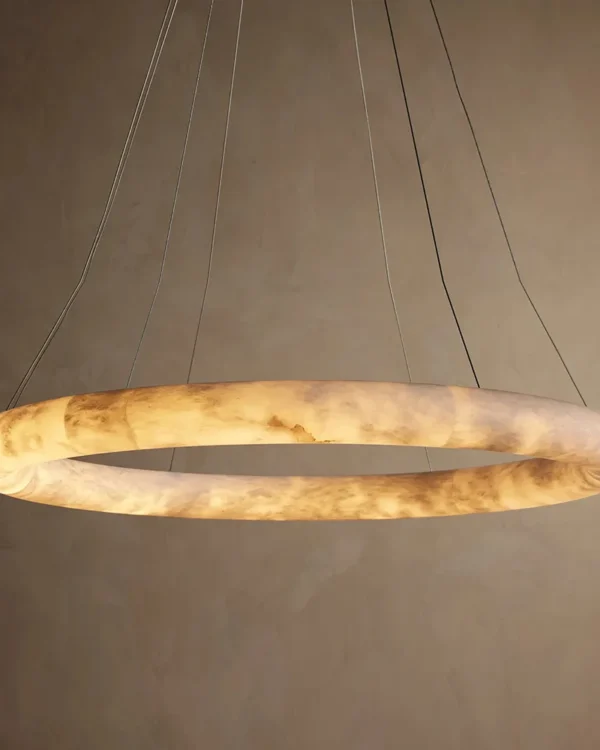 Montparnasse Ring Alabaster Chandelier, 47" in antique brass