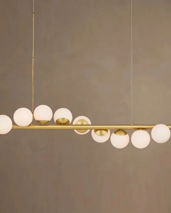 Montparnasse Linear Glass Chandelier, 48" in brushed brass