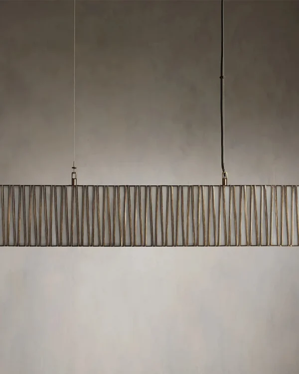 Montparnasse Linear Glass Chandelier, 49" in antique brass