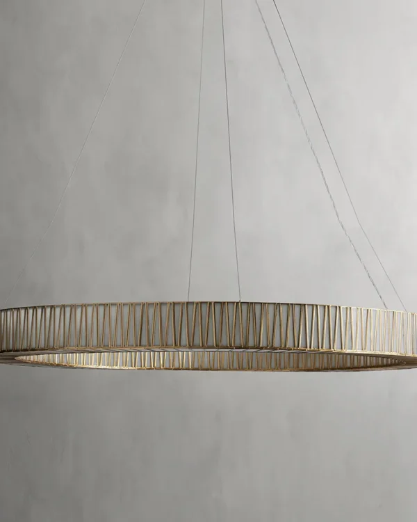 Montparnasse Round Glass Chandelier, 60" in antique brass