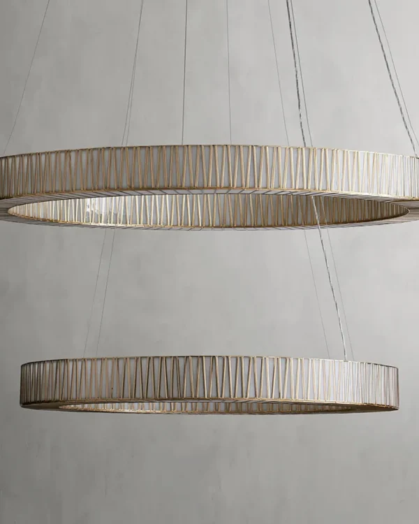 Montparnasse Two-Tier Glass Chandelier, 60" in antique brass