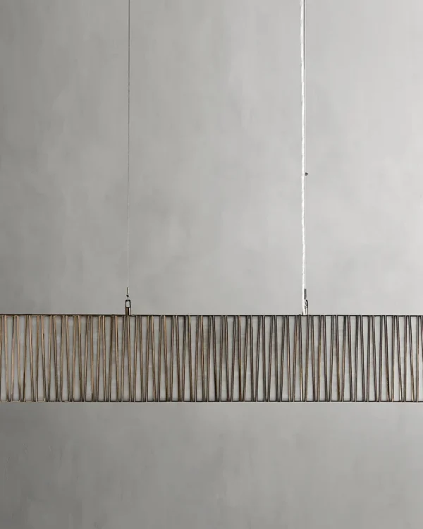 Montparnasse Linear Glass Chandelier, 60" in antique brass