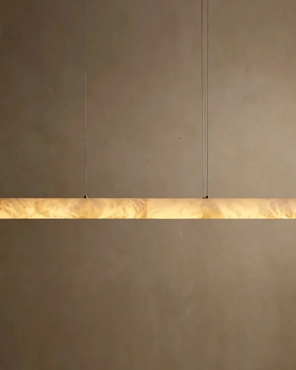 Montparnasse Linear Alabaster Chandelier, 64" in antique brass