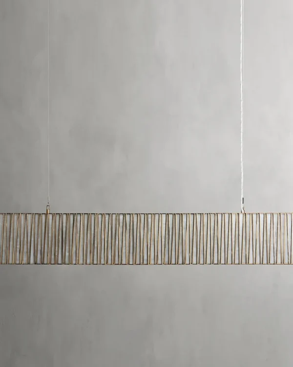 Montparnasse Linear Glass Chandelier, 72" in antique brass