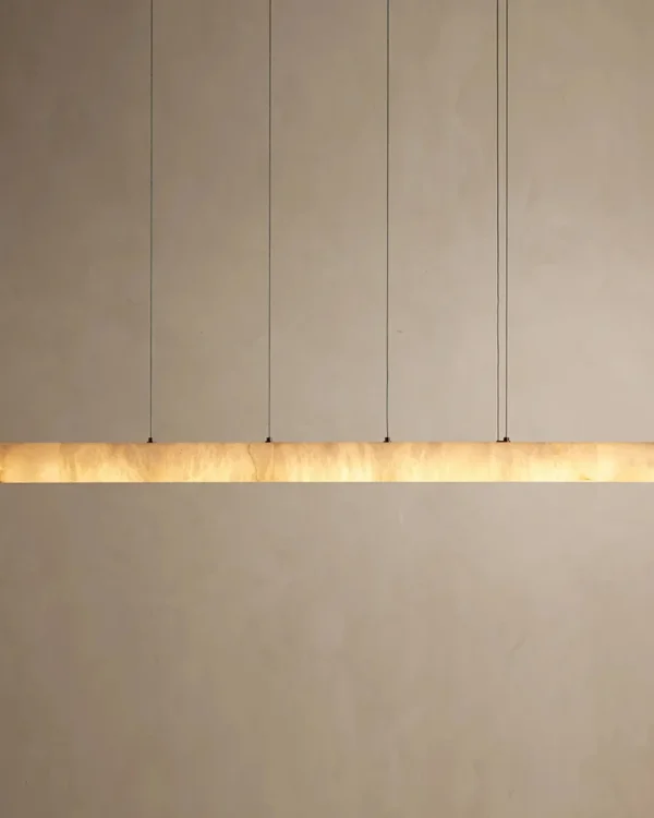 Montparnasse Linear Alabaster Chandelier, 74" in antique brass