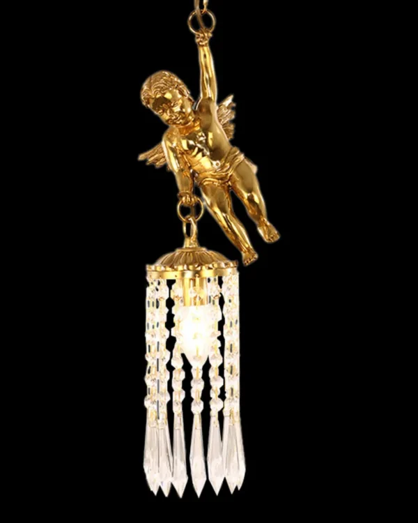 Mouffetard Crystal Chandelier, 7" in antique brass