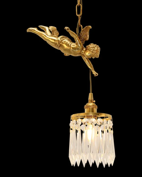 Mouffetard Crystal Chandelier, 10" in antique brass