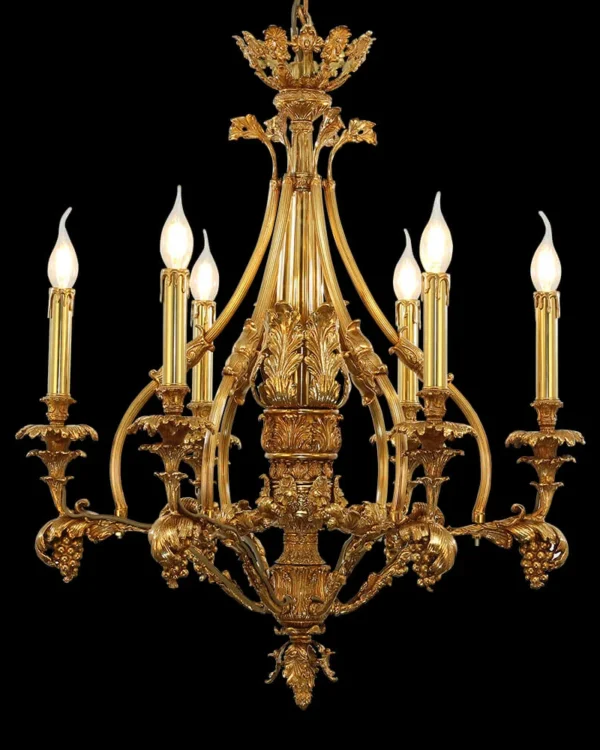 Mouffetard Brass Chandelier, 26" in antique brass