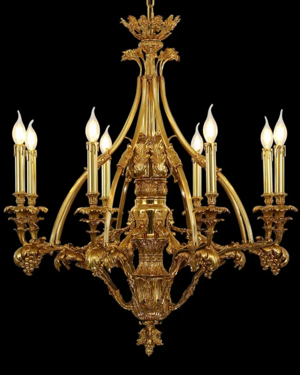 Mouffetard Brass Chandelier, 33" in antique brass