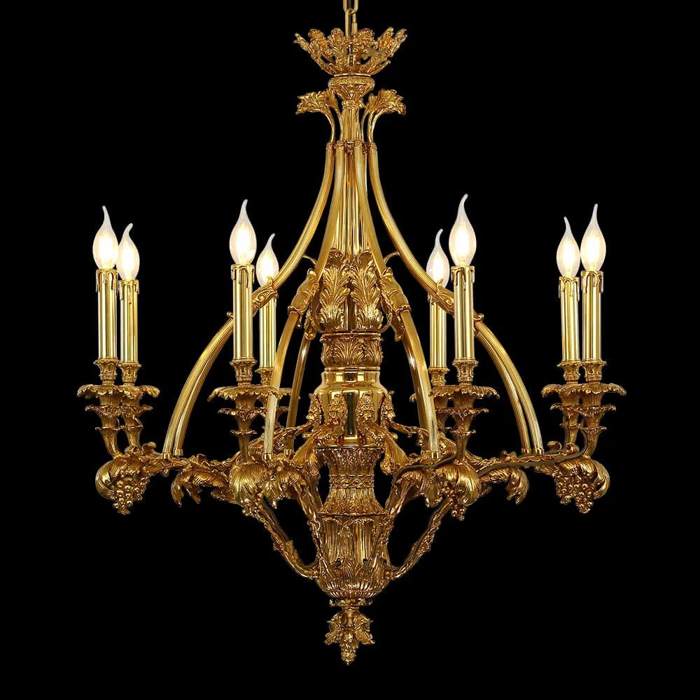 Mouffetard Brass Chandelier, 33" in antique brass