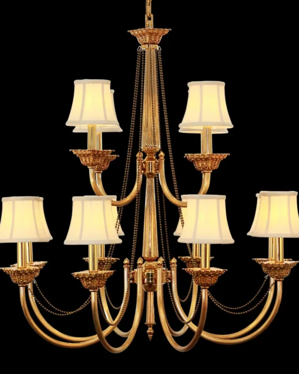 Ménilmontant Brass Chandelier, 37" in antique brass