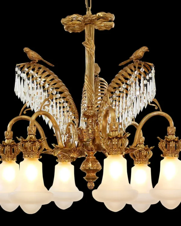 Odéon Crystal Chandelier, 28" in antique brass