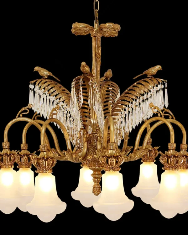 Odéon Crystal Chandelier, 34" in antique brass