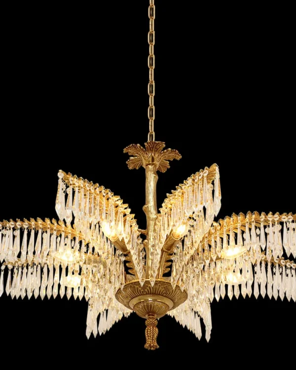 Panthéon Branch Crystal Chandelier, 22" in antique brass