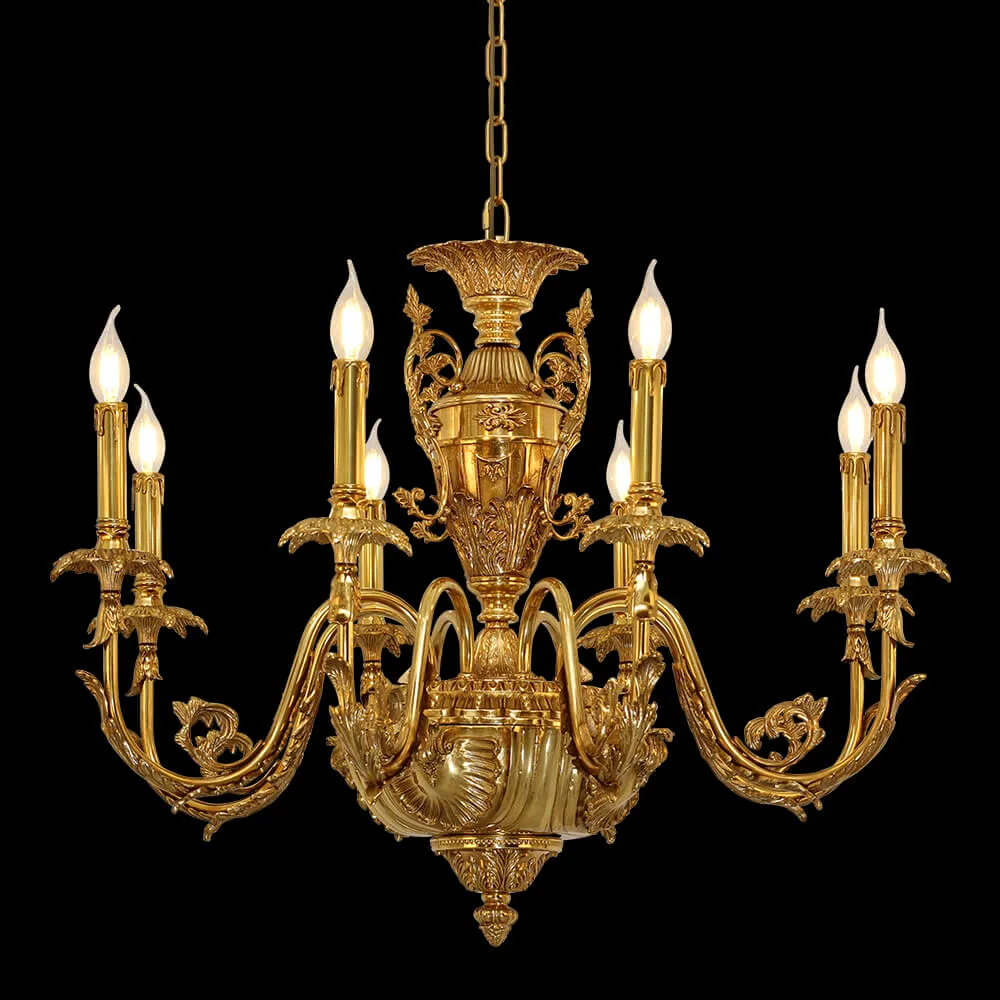 Passy Brass Chandelier, 35" in antique brass