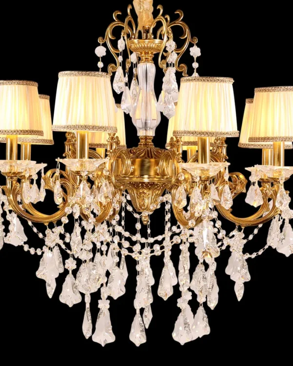 Pasteur Crystal Chandelier, 31" in antique brass