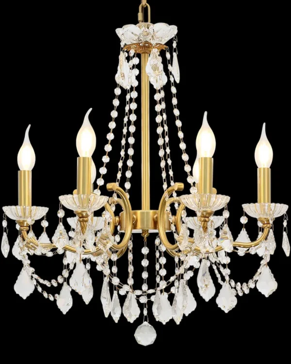 Raspail Crystal Chandelier, 22" in antique brass