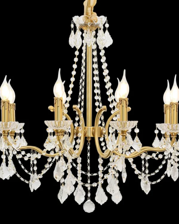 Raspail Crystal Chandelier, 28" in antique brass