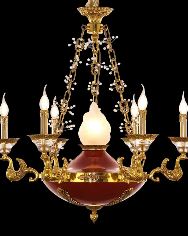 Raspail Brass Chandelier, 32" in antique brass