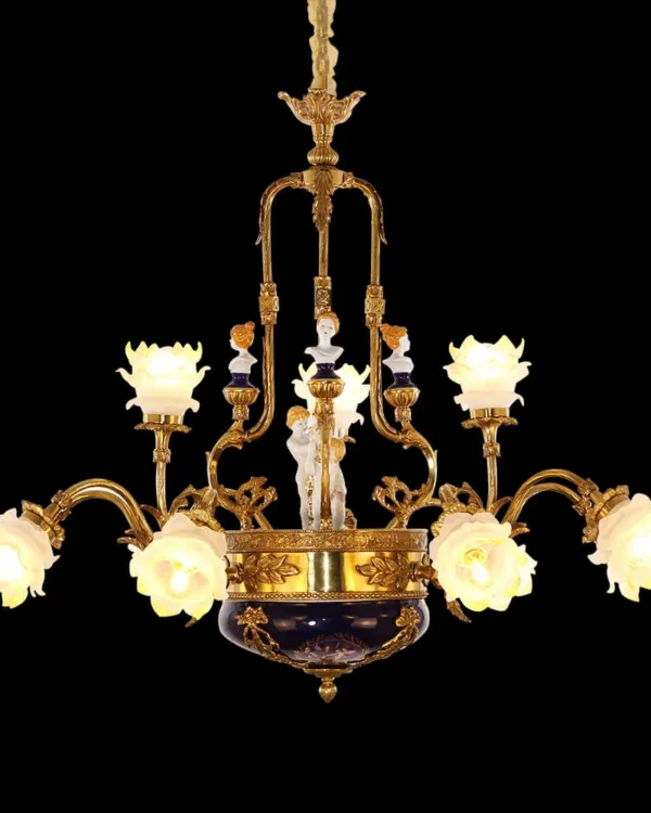 Rennes Brass Chandelier, 45" in antique brass