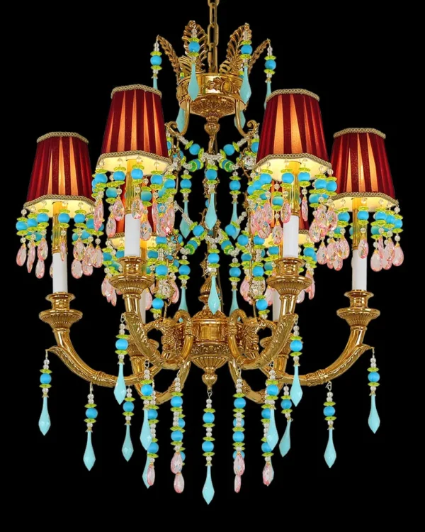 Solférino Crystal Chandelier, 25" in antique brass